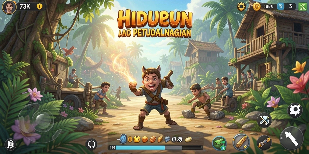 Tangkapan layar utama 73K menunjukkan gameplay simulasi yang mendalam.