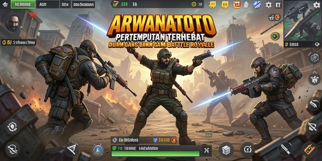 Screenshot utama ARWANATOTO menampilkan aksi seru Battle Royale.