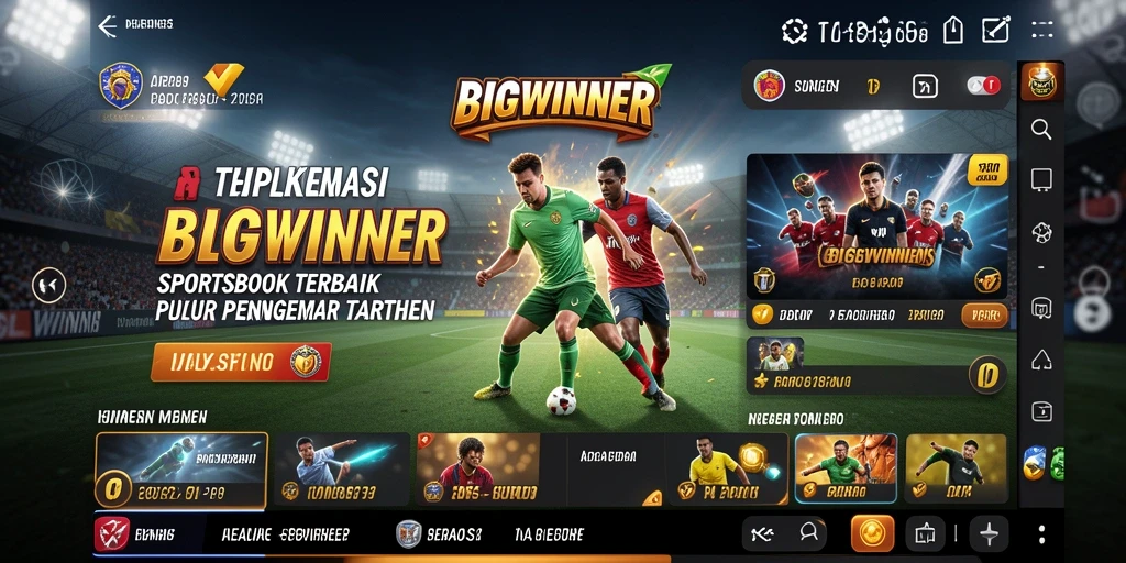 Tampilan antarmuka utama aplikasi BIGWINNER untuk taruhan olahraga.