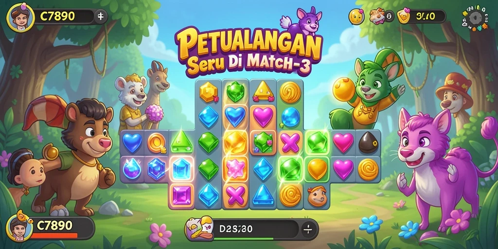 Gameplay menarik C7890 dengan kombinasi permata yang seru.