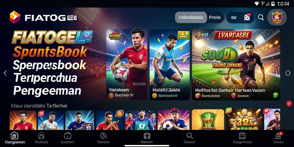 Screenshot utama FIATOGEL menampilkan pengalaman taruhan olahraga yang seru.