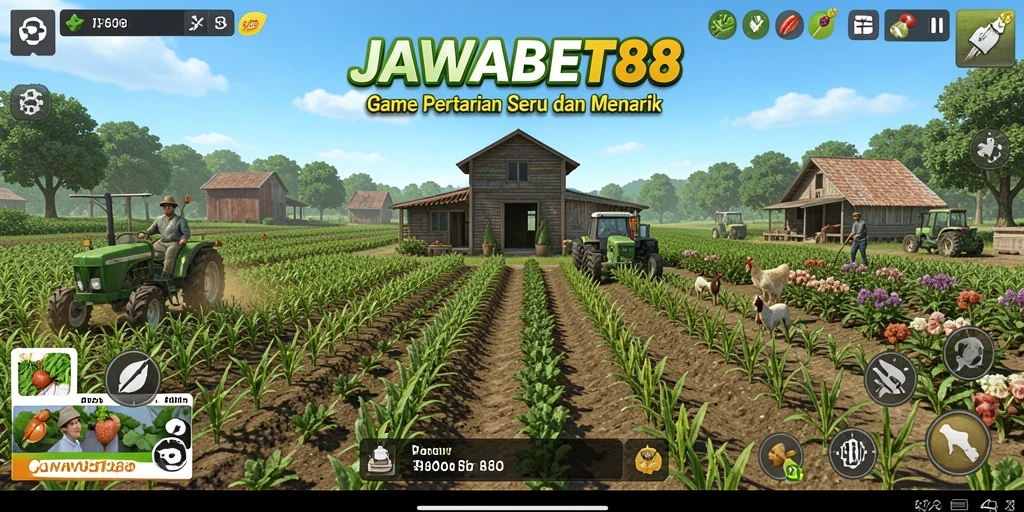 Screenshot gameplay JAWABET88 yang menunjukkan keseruan bertani.