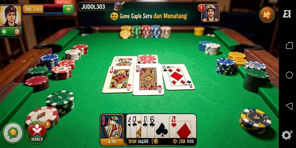 Tampilan gameplay seru dalam JUDOL303 yang menampilkan momen pertarungan Gaple.