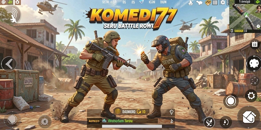 Tangkapan layar menampilkan aksi seru dalam pertempuran Battle Royale.