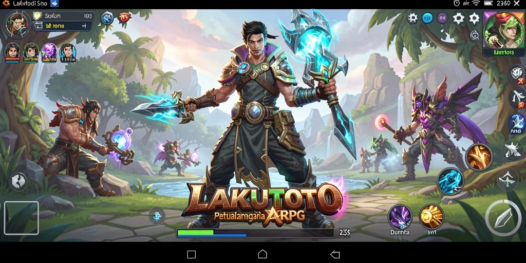 Screenshot utama LAKUTOTO menampilkan aksi pertarungan ARPG yang seru.