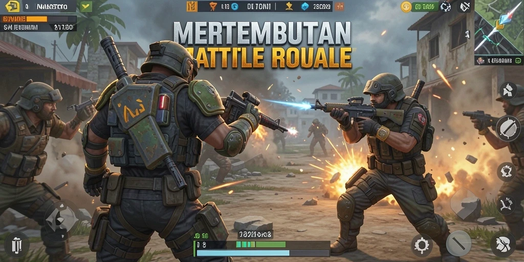 Screenshot gameplay seru dari NANASTOTO dalam pertarungan Battle Royale.