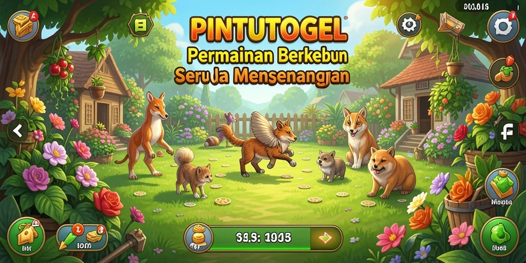 Screenshot utama PINTUTOGEL menampilkan suasana berkebun yang seru.