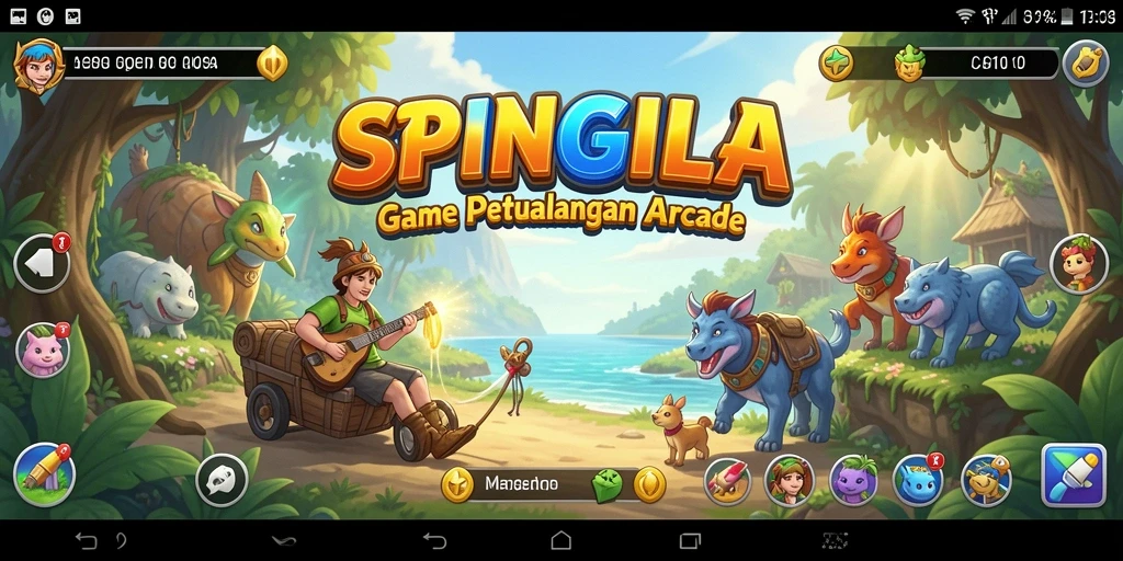 Tampilan gameplay SPINGILA yang penuh warna dan seru.