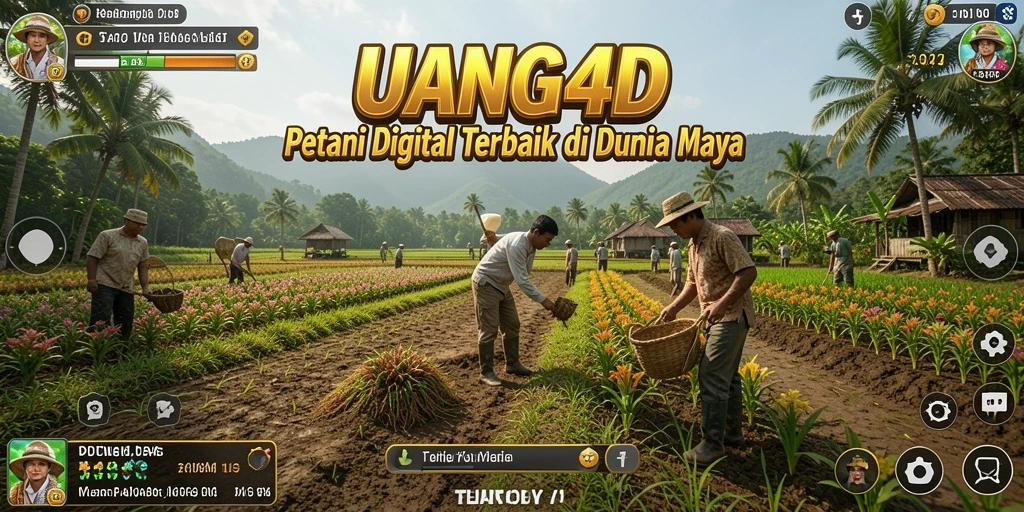 Tampilan gameplay <strong>UANG4D</strong> yang menarik dan penuh warna saat bertani.